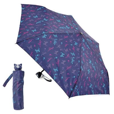 Ladies Compact Cat Design Umbrella
